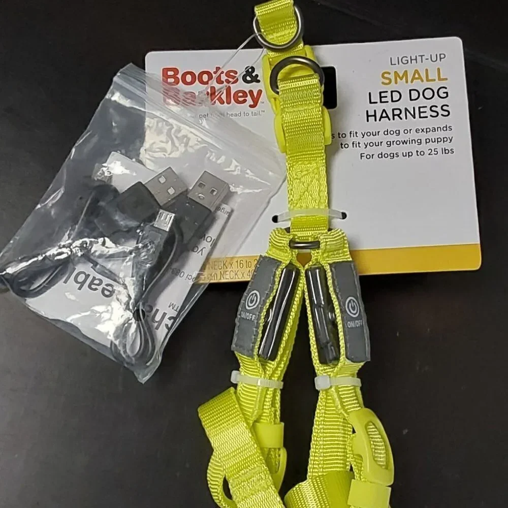 LED Rechargeable Dog Harness Vibrant Green | Boots & Barkley™ | Small